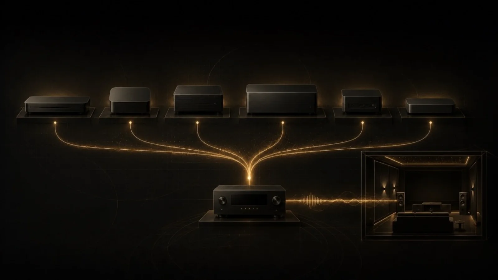 AVR and soundbar format verification display concept for Dolby TrueHD, Atmos, DTS-HD MA, DTS:X and PCM playback